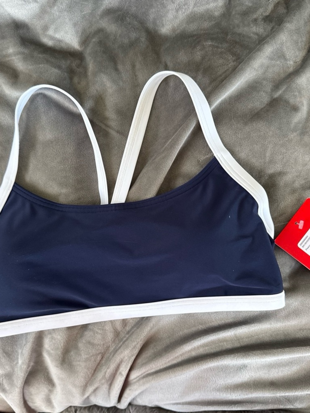 Women’s Speedo Navy and White Swim Top - Sporty Bralette Style